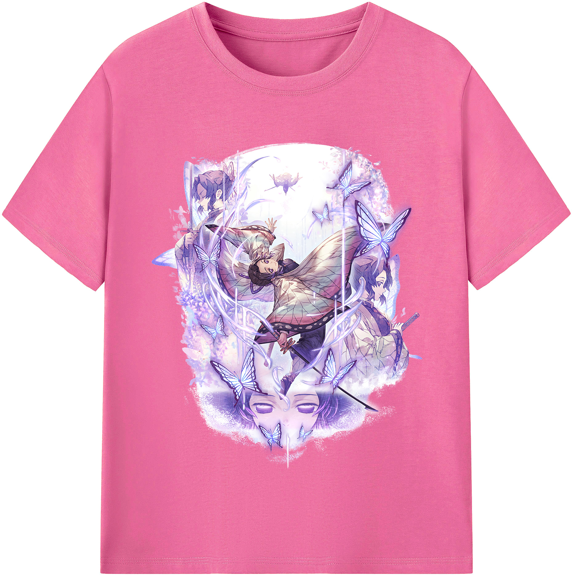 （画像用） 鬼滅の刃（きめつのやいば）蟲柱-胡蝶 しのぶ／こちょう しのぶ Kochou Shinobu レディースカジュアルプリントTシャツ（綿100％）